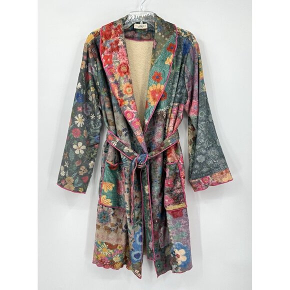 NATURAL LIFE robe knee length floral hippie boho bohemian feminine cozy lounge S - Picture 2 of 9